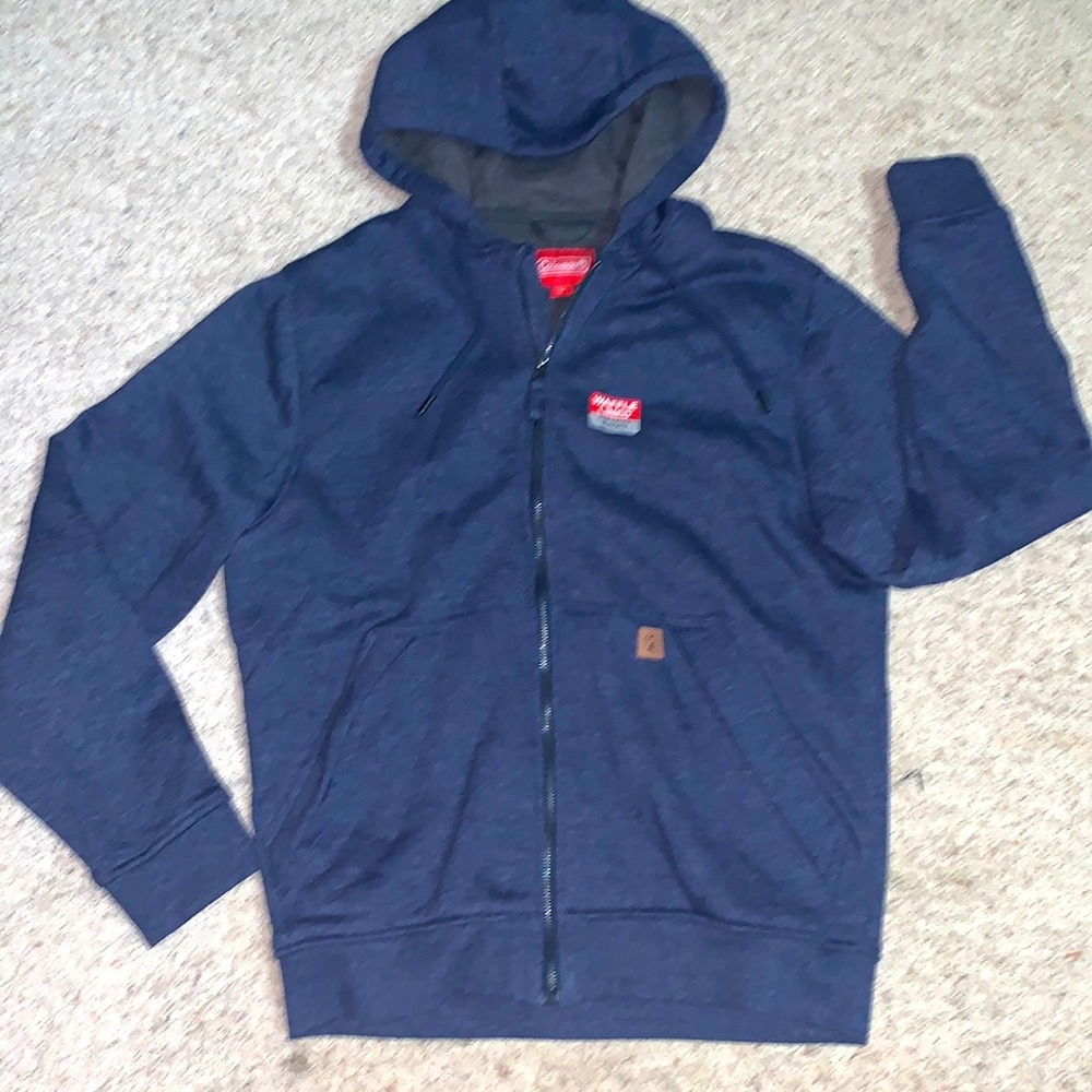 NWOT⭐️COLEMAN🥾Hooded Sweat JACKET Waffle Lined w/Full Zipper Medium Mens